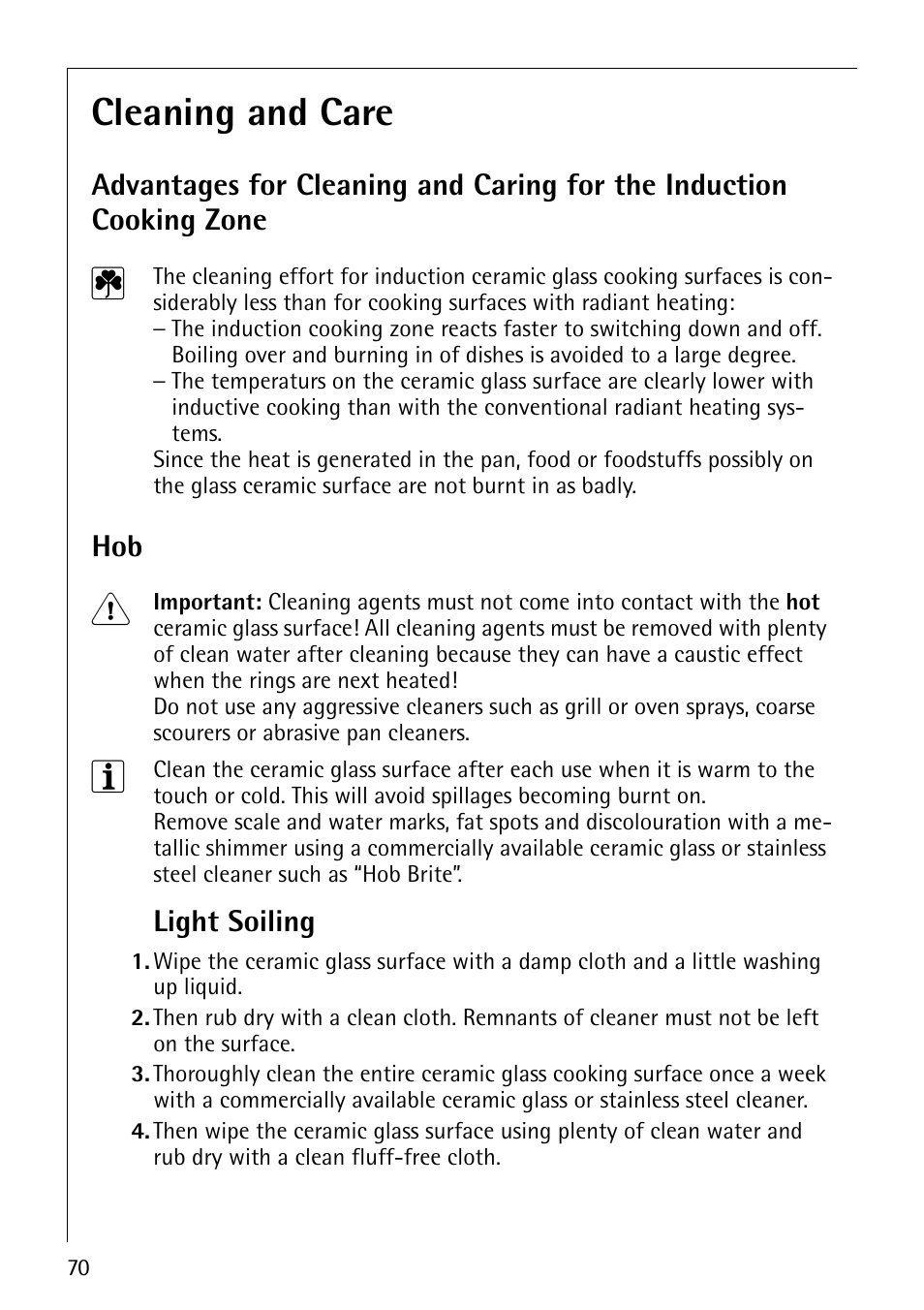 Cleaning and care, Light soiling | Electrolux C67600K User Manual | Page 30 / 46