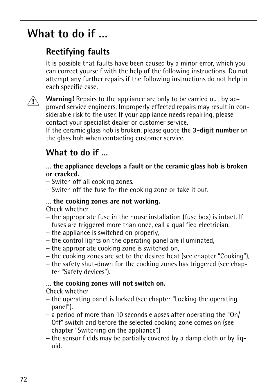 What to do if, Rectifying faults | Electrolux C67600K User Manual | Page 32 / 46
