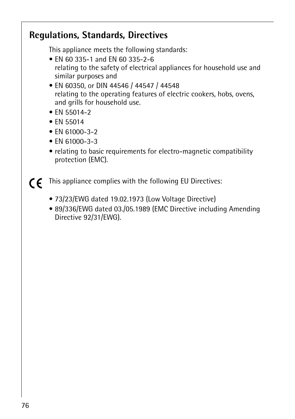 Regulations, standards, directives | Electrolux C67600K User Manual | Page 36 / 46