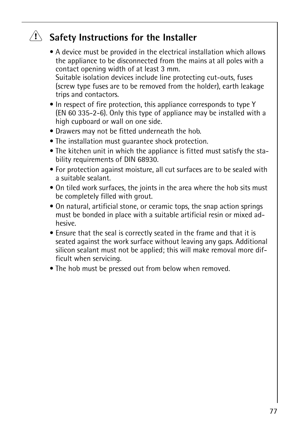 Safety instructions for the installer | Electrolux C67600K User Manual | Page 37 / 46