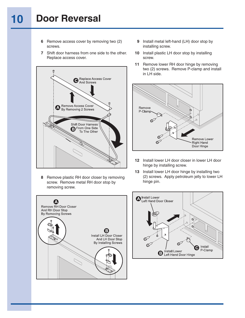 Door reversal | Electrolux 241957000 User Manual | Page 10 / 18