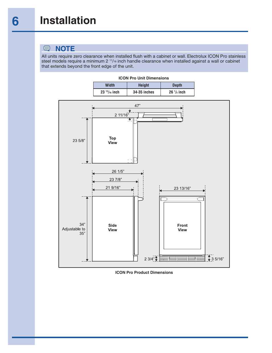 Installation | Electrolux 241957000 User Manual | Page 6 / 18