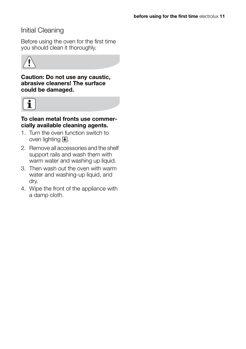 Initial cleaning | Electrolux EH L4-4 User Manual | Page 11 / 60
