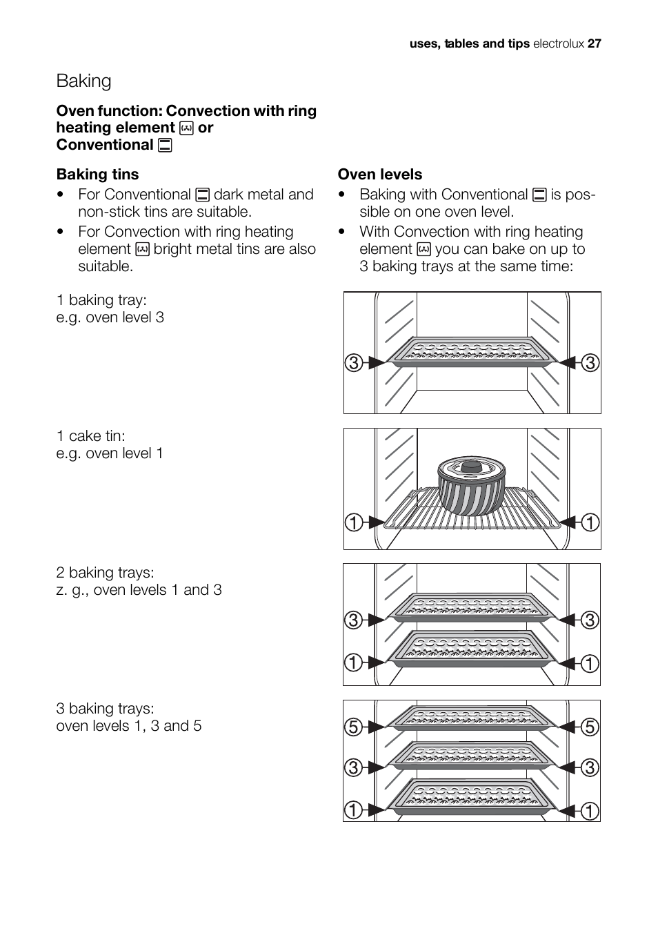 Baking | Electrolux EH L4-4 User Manual | Page 27 / 60