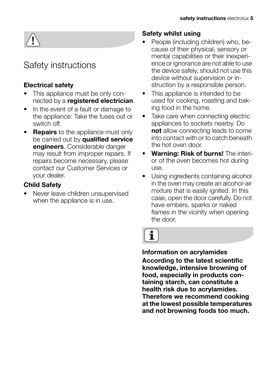 Safety instructions | Electrolux EH L4-4 User Manual | Page 5 / 60