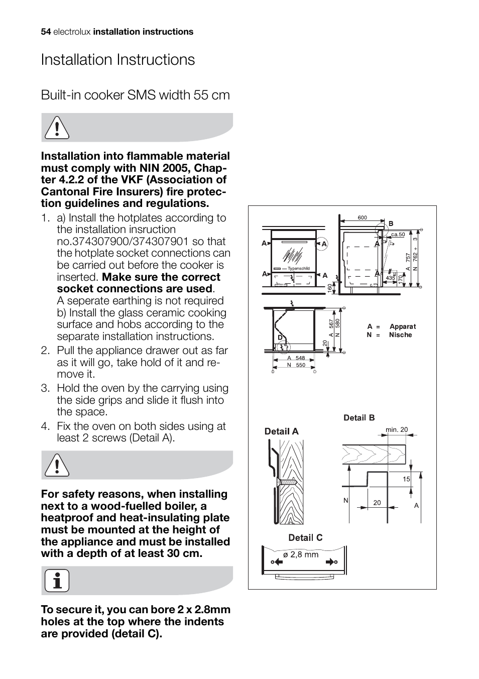 Installation instructions | Electrolux EH L4-4 User Manual | Page 54 / 60