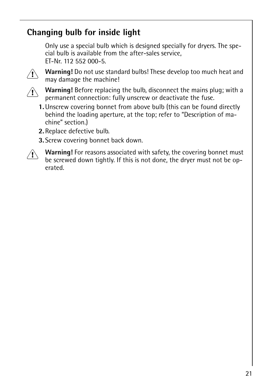 Electrolux 55800 User Manual | Page 21 / 32