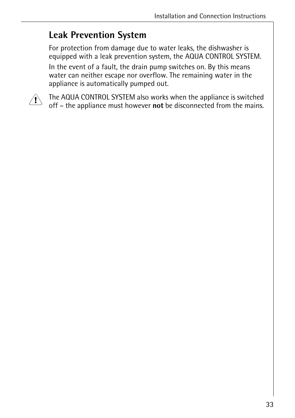 Leak prevention system | Electrolux 50500 User Manual | Page 33 / 40