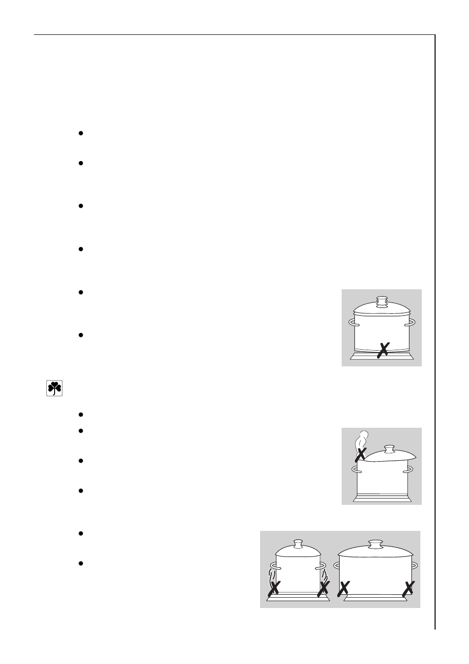 Uses, tables and tips, Pans | Electrolux C65301KF-n User Manual | Page 25 / 44