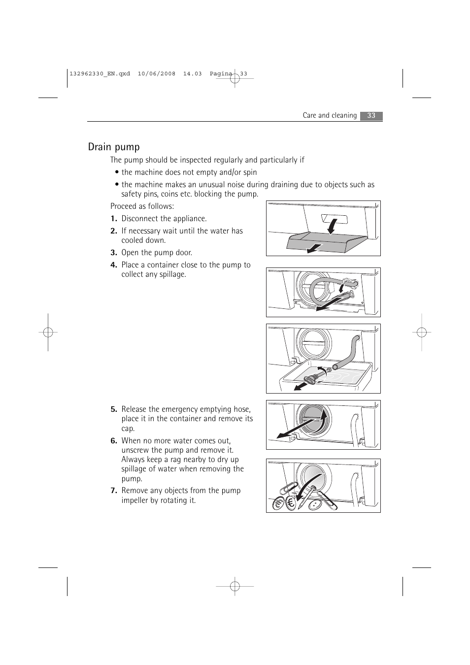 Drain pump | Electrolux WA GLE S7000 User Manual | Page 33 / 48