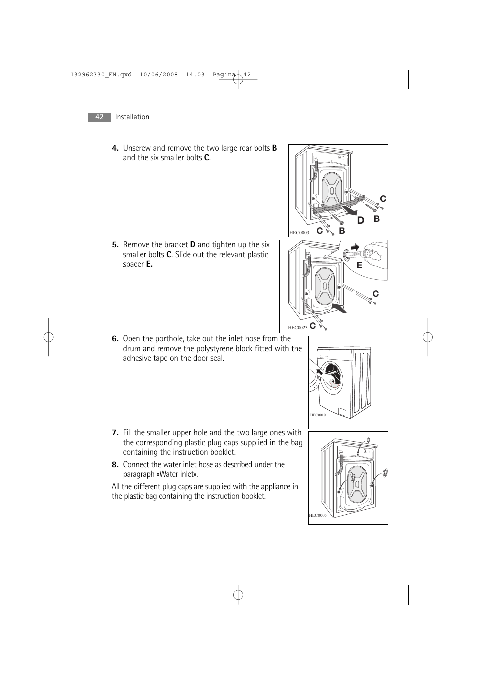 Electrolux WA GLE S7000 User Manual | Page 42 / 48