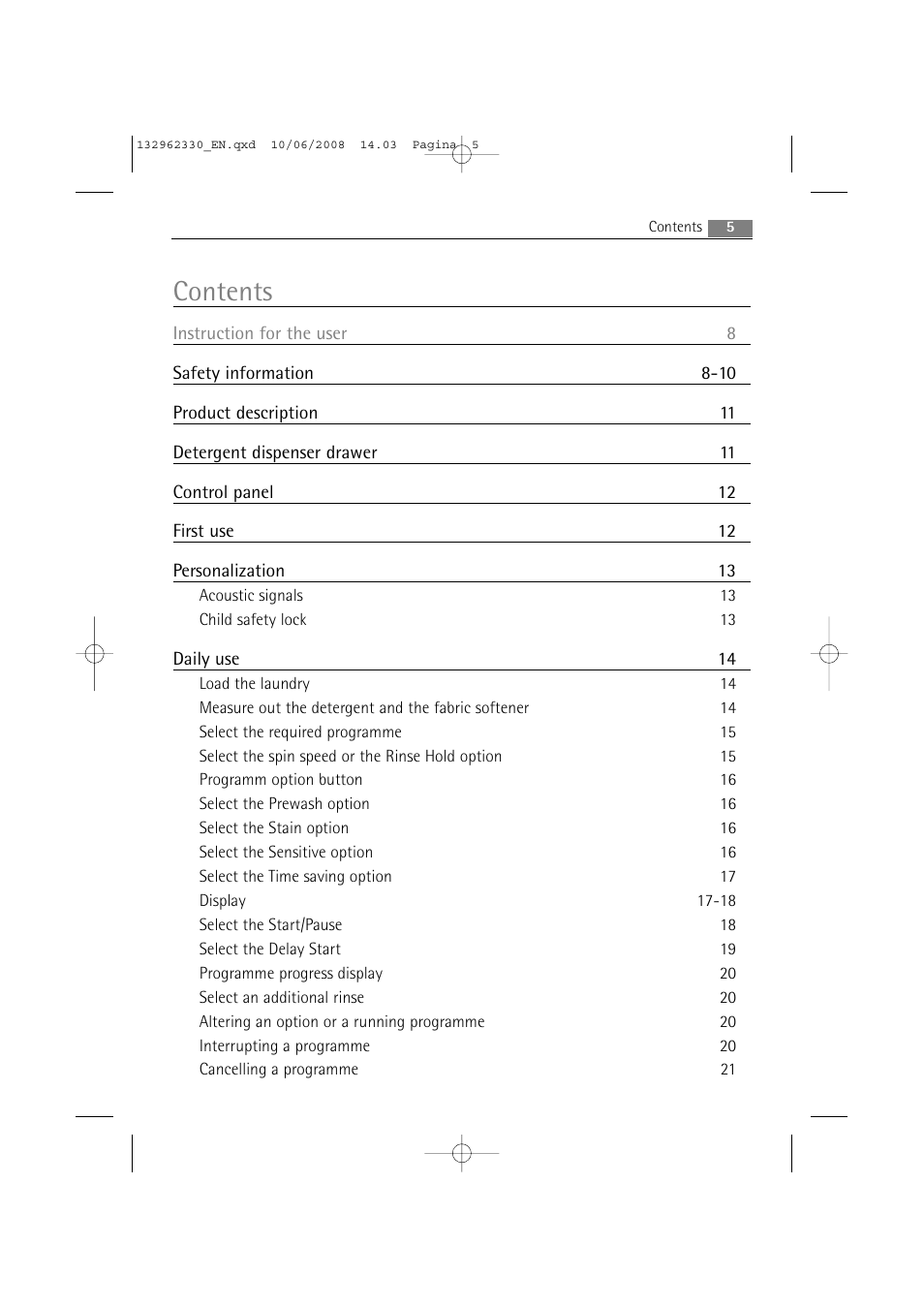 Electrolux WA GLE S7000 User Manual | Page 5 / 48