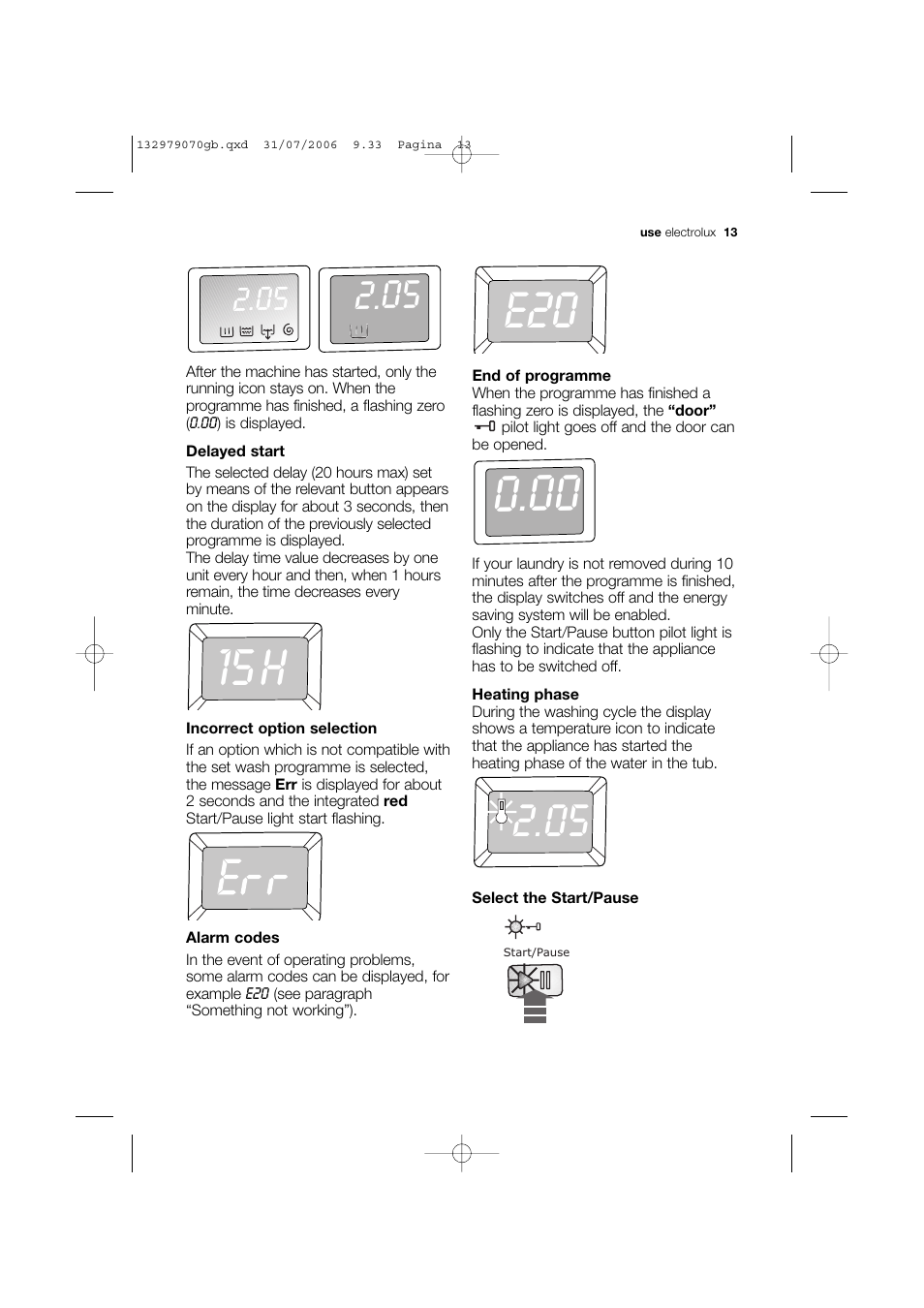 15 h, 00 e20 | Electrolux EWF 12580 W User Manual | Page 13 / 40