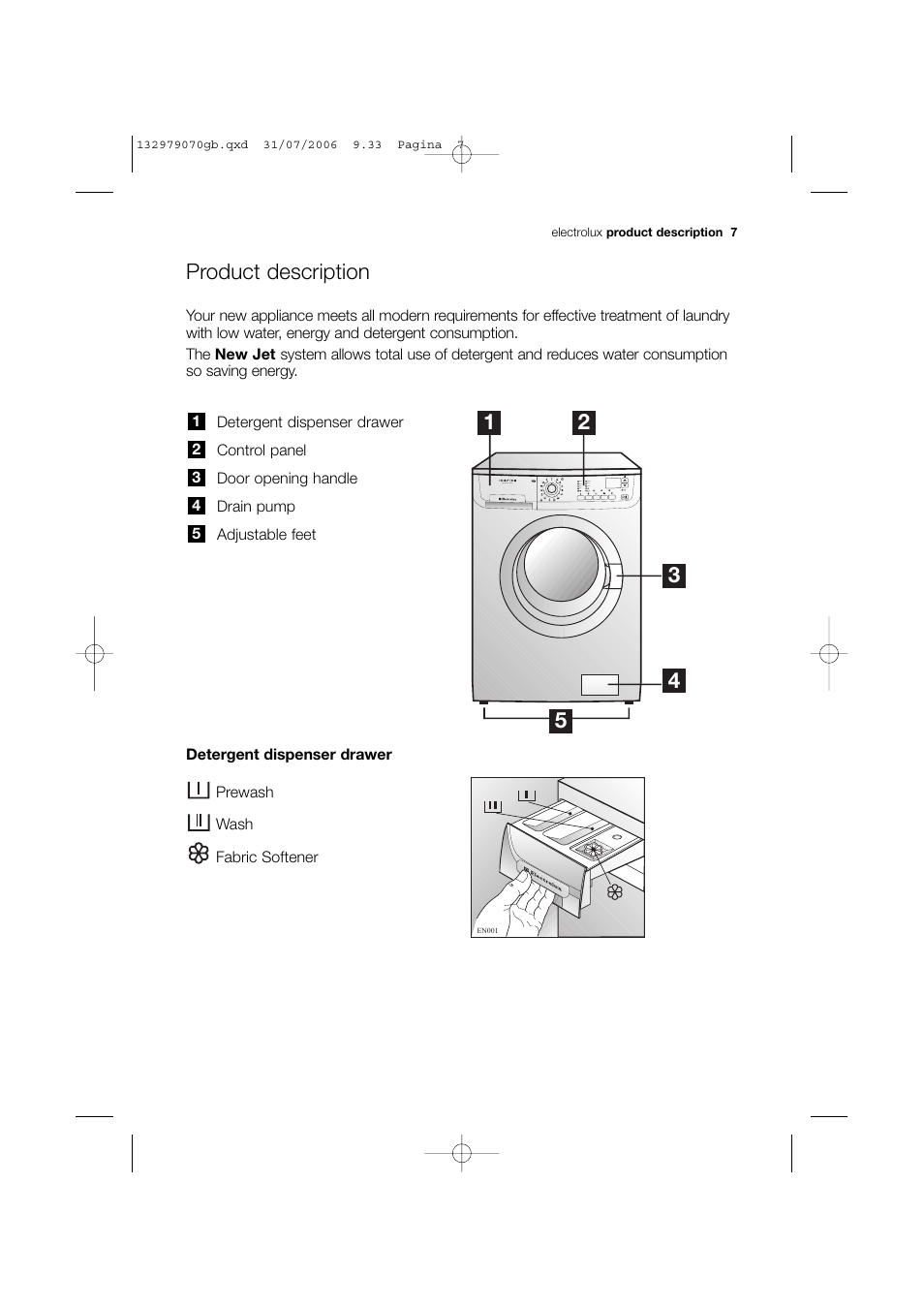 Product description | Electrolux EWF 12580 W User Manual | Page 7 / 40