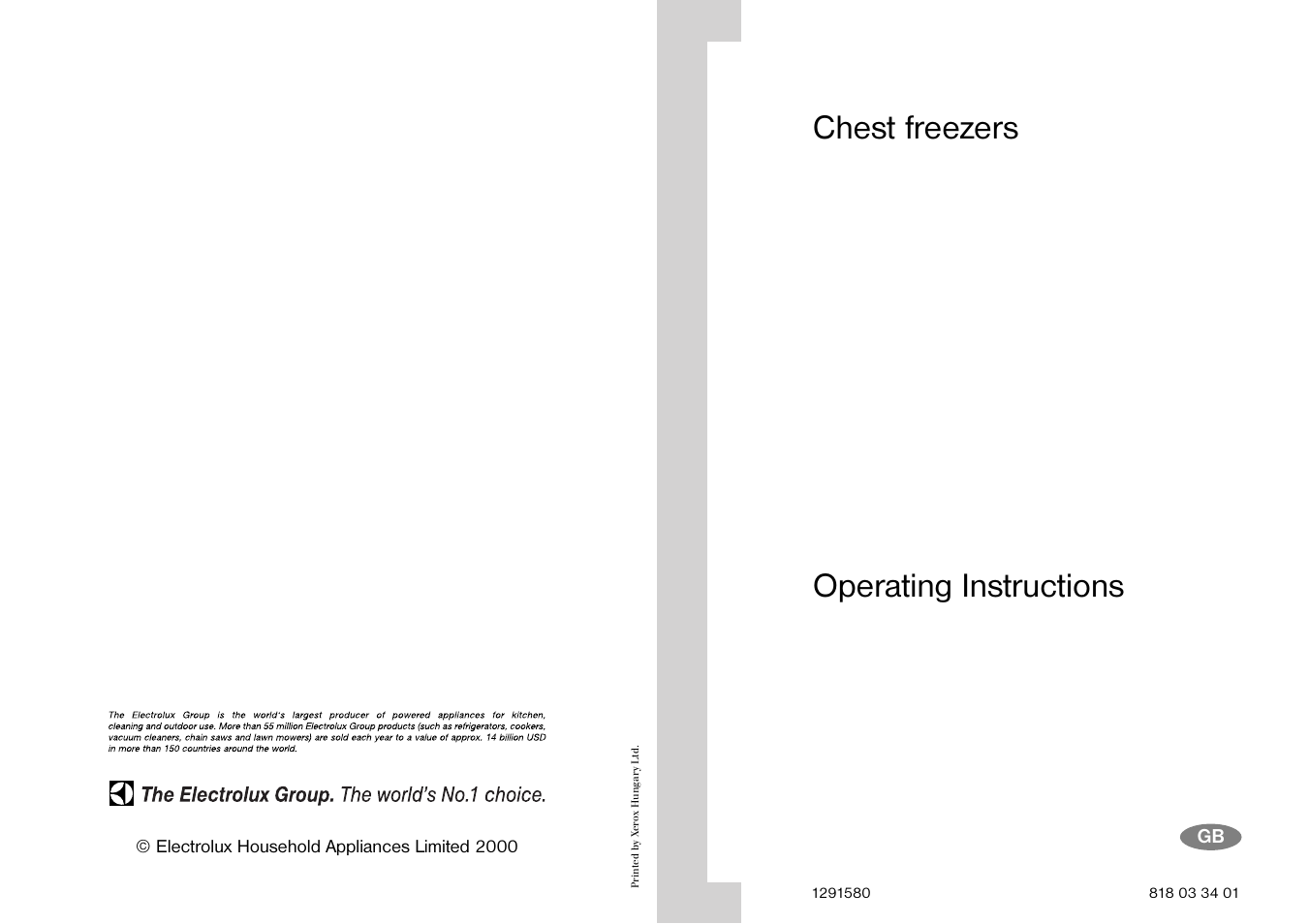 Electrolux Chest freezers User Manual | 10 pages