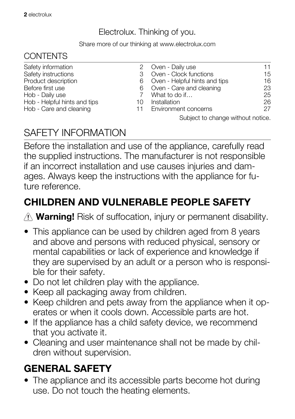 Electrolux EKC607601 User Manual | Page 2 / 28