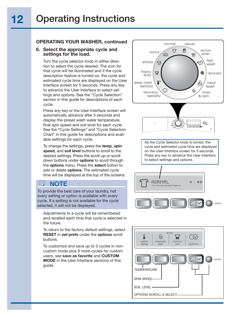 Operating instructions | Electrolux WAVE-TOUCH 137356900 A User Manual | Page 12 / 44