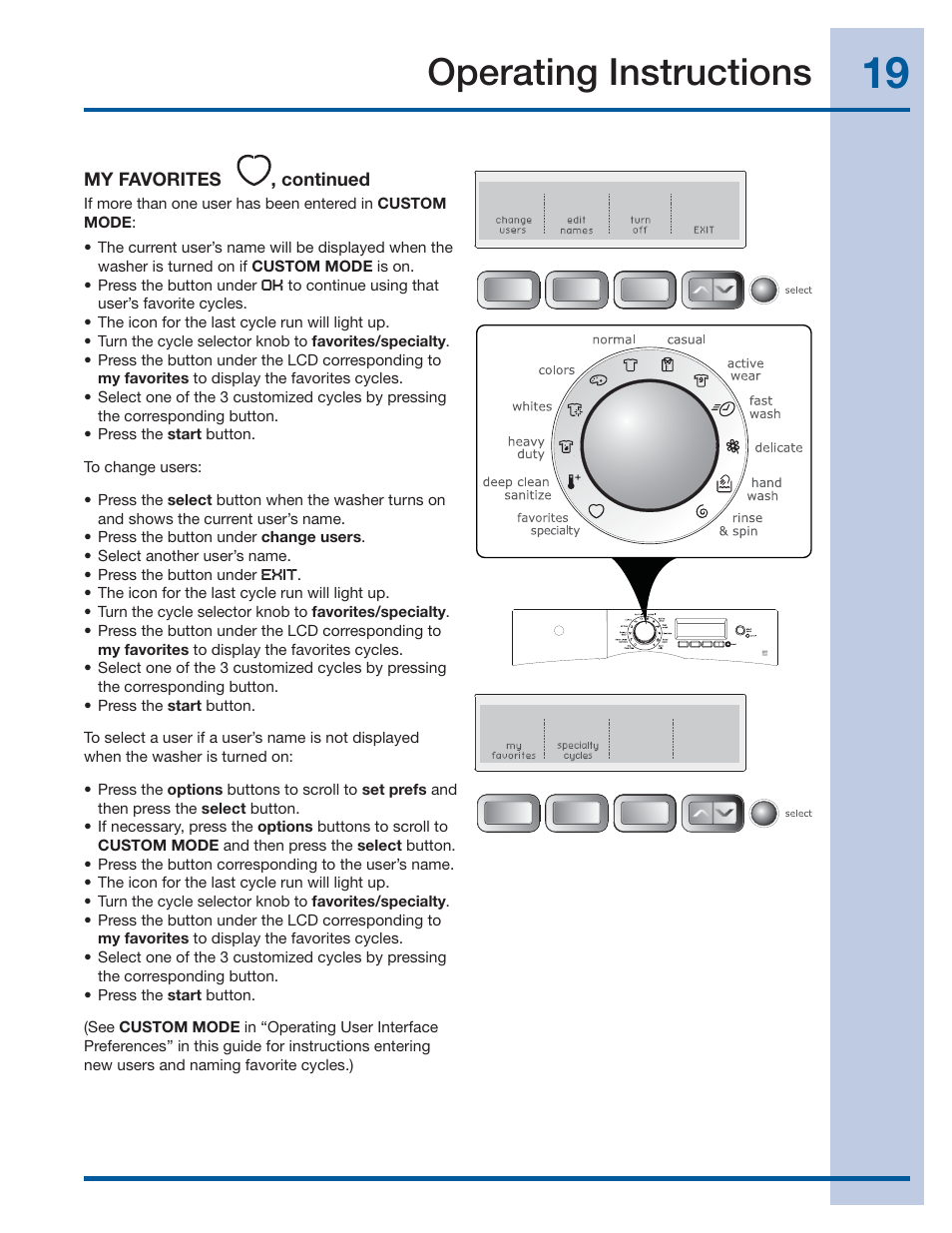 Operating instructions | Electrolux WAVE-TOUCH 137356900 A User Manual | Page 19 / 44