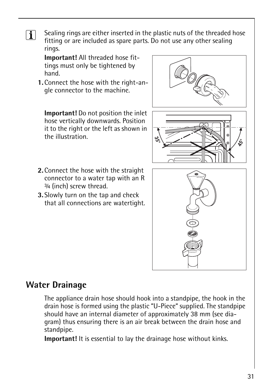 Water drainage | Electrolux LAVAMAT 54810 User Manual | Page 31 / 40