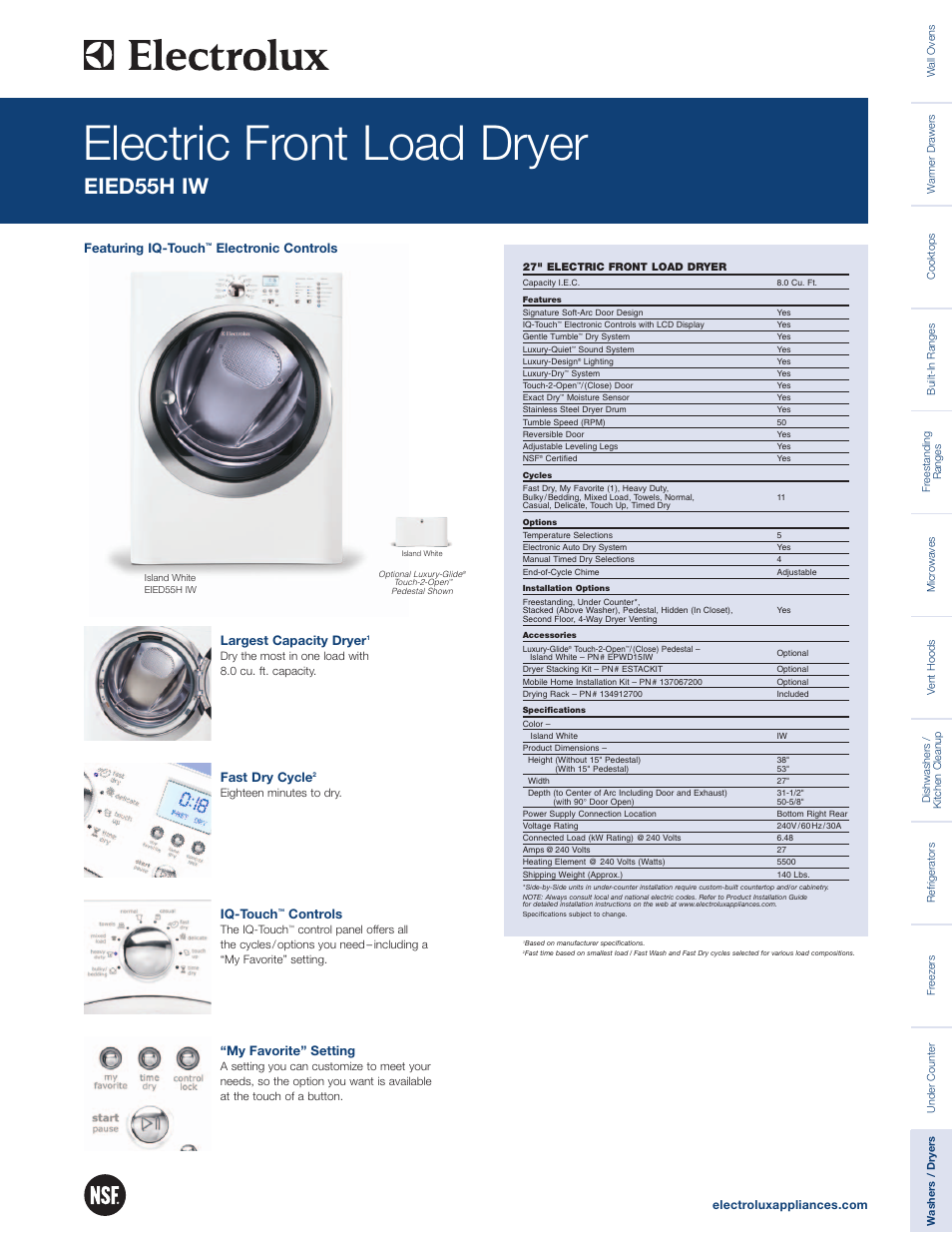 Electrolux EIED55HIW User Manual | 2 pages