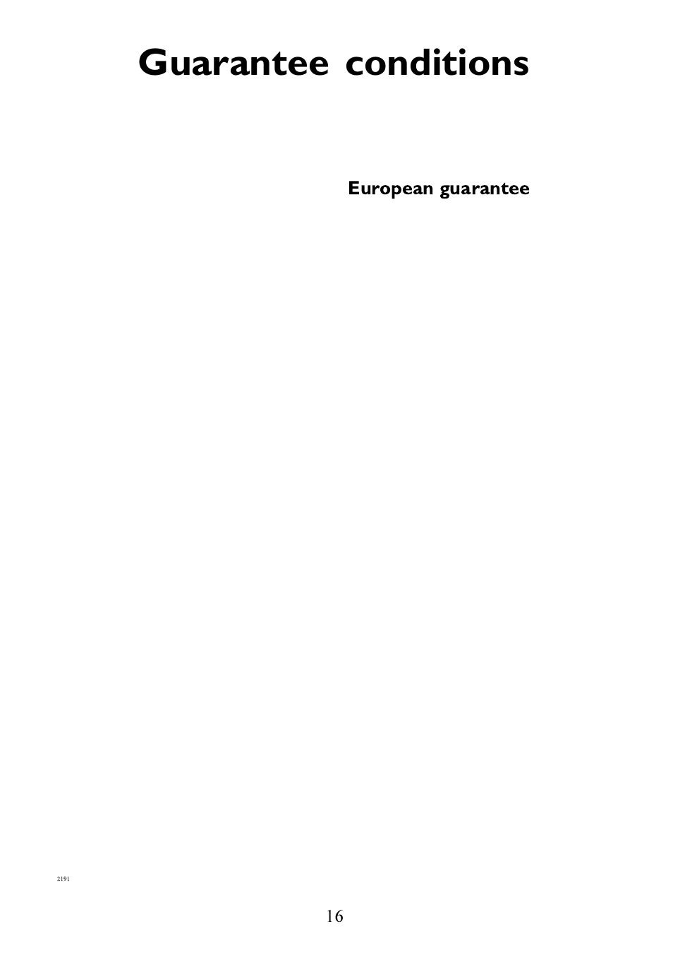 Guarantee conditions | Electrolux 230GR-m User Manual | Page 16 / 20