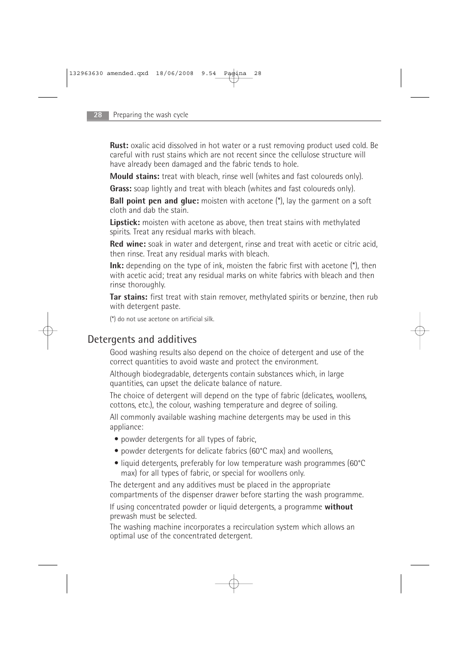 Detergents and additives | Electrolux LAVAMAT 74950 User Manual | Page 28 / 48