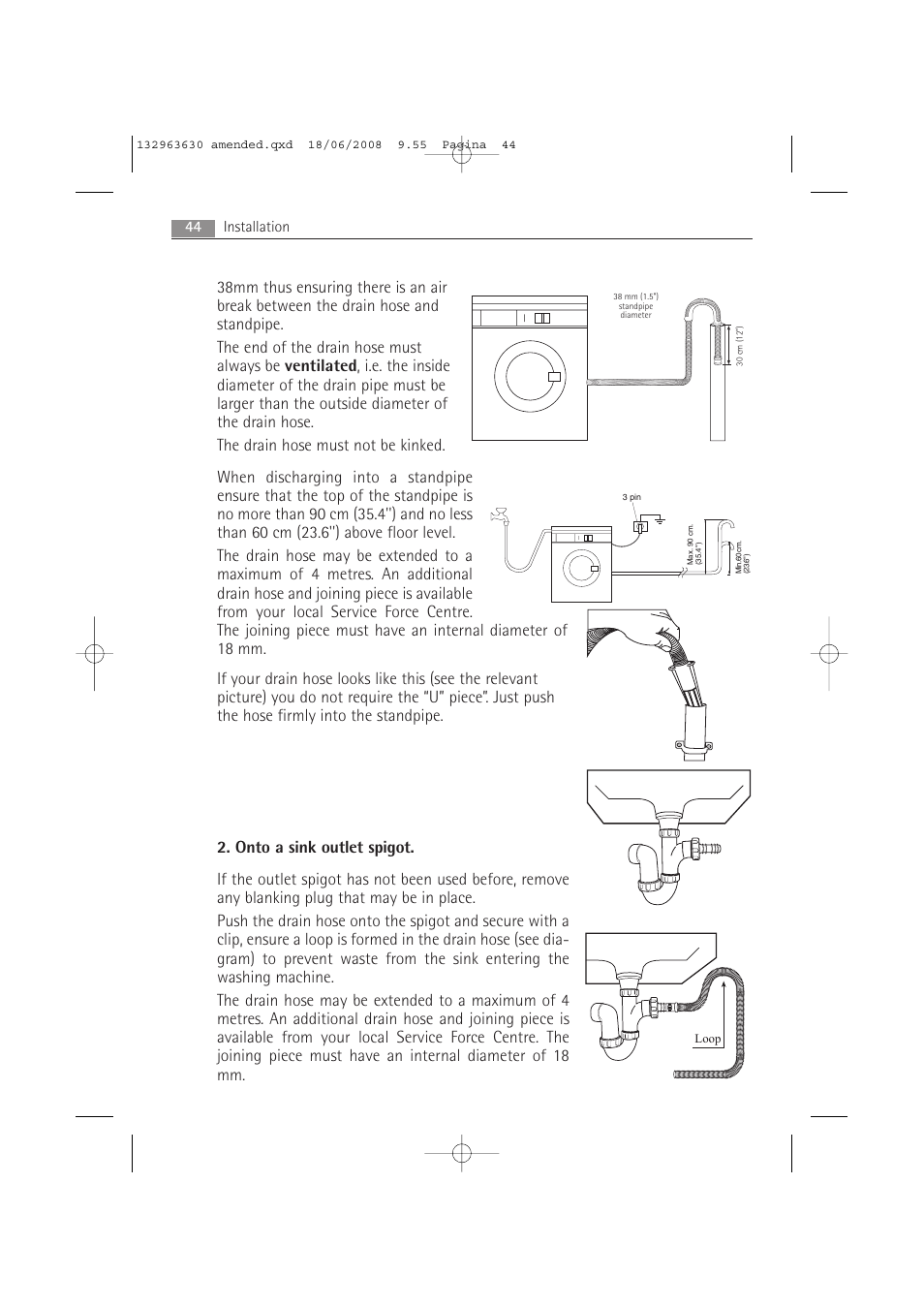 Installation | Electrolux LAVAMAT 74950 User Manual | Page 44 / 48