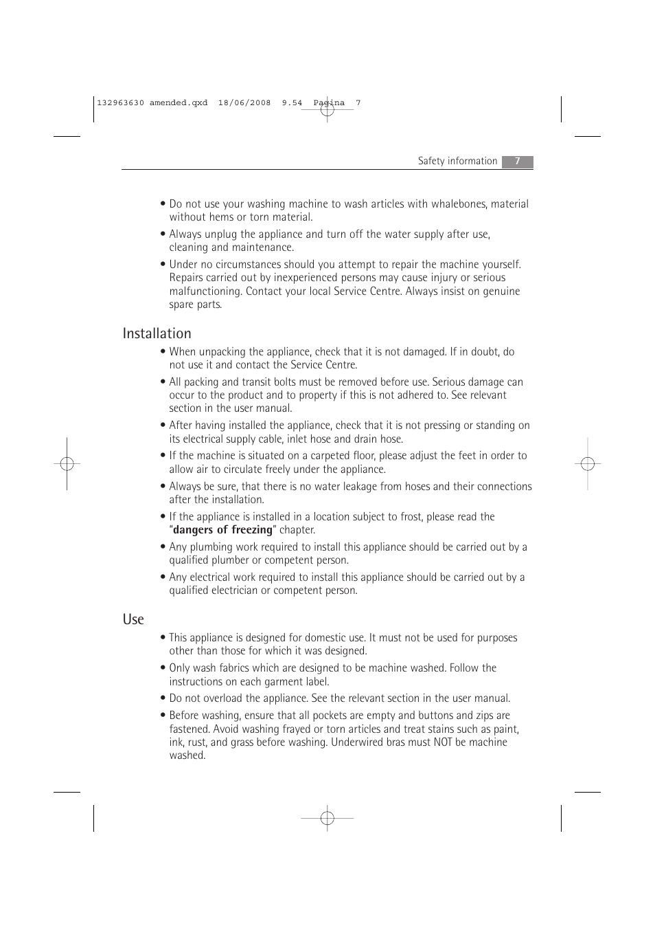 Installation | Electrolux LAVAMAT 74950 User Manual | Page 7 / 48