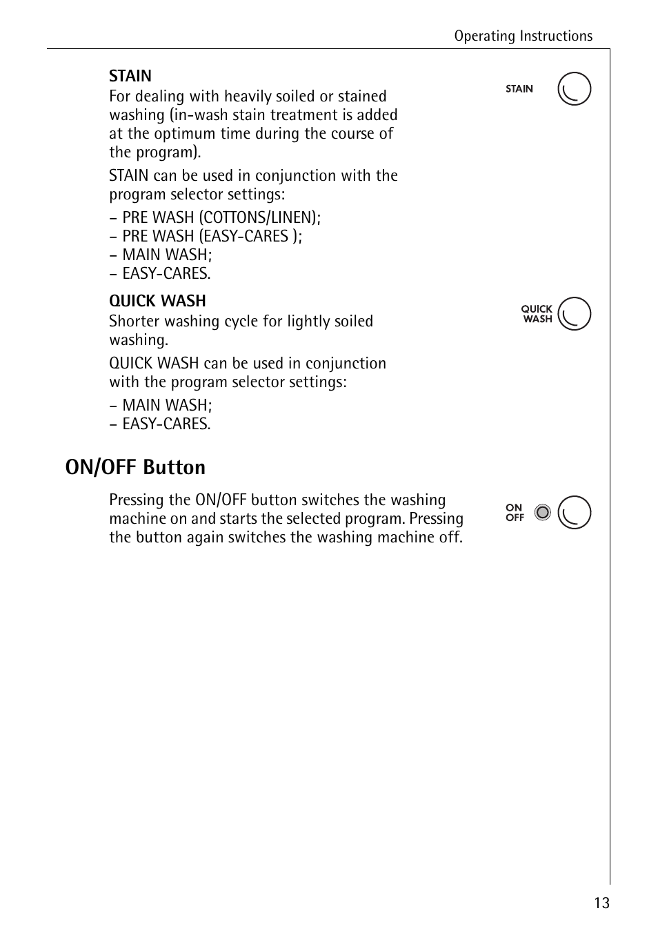 On/off button | Electrolux 50435 User Manual | Page 13 / 52