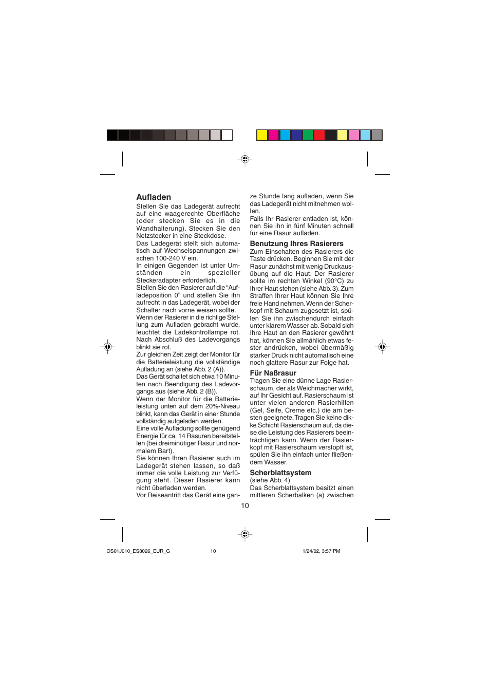 Aufladen | Panasonic ES8026S User Manual | Page 10 / 80
