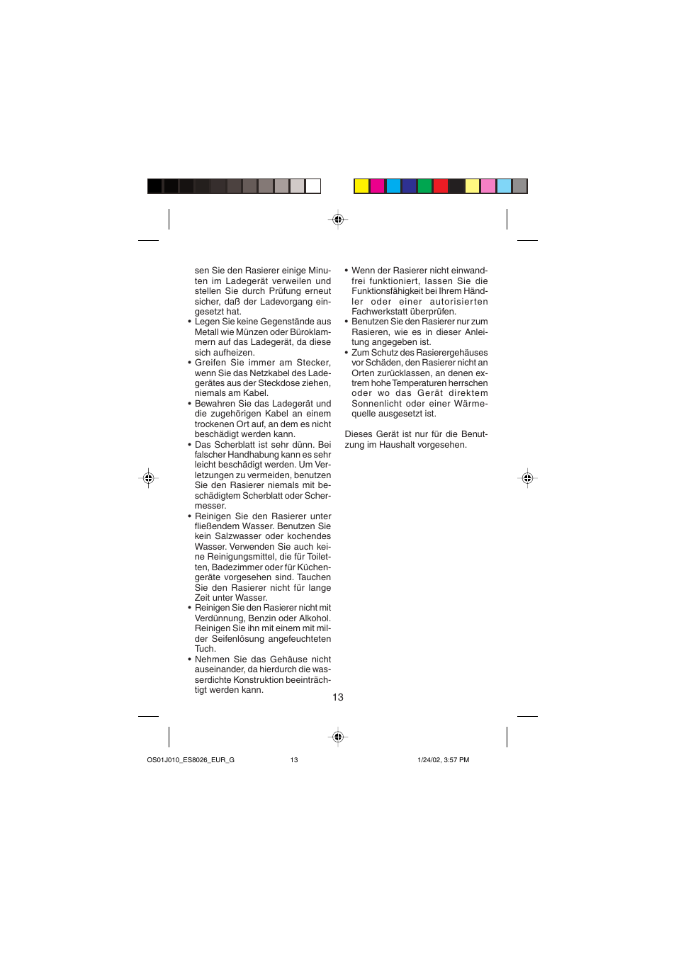Panasonic ES8026S User Manual | Page 13 / 80