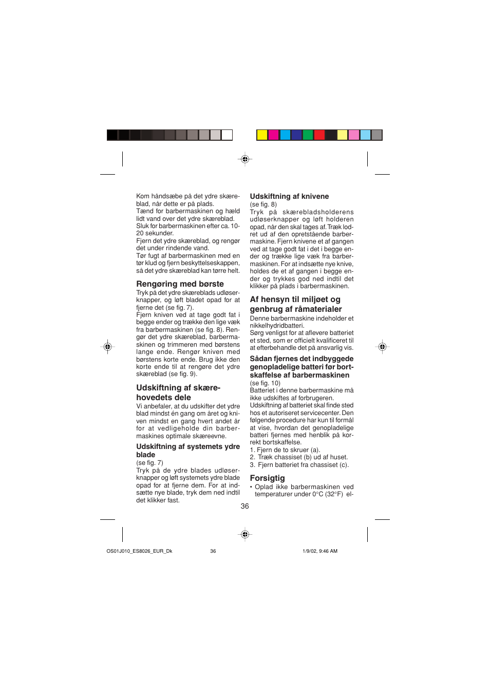 Panasonic ES8026S User Manual | Page 36 / 80