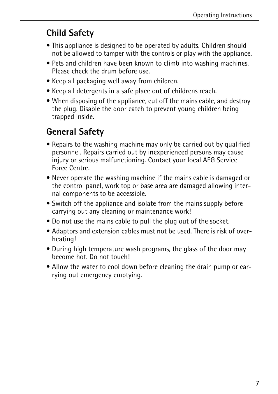 Child safety, General safety | Electrolux LAVAMAT 50720 User Manual | Page 7 / 48