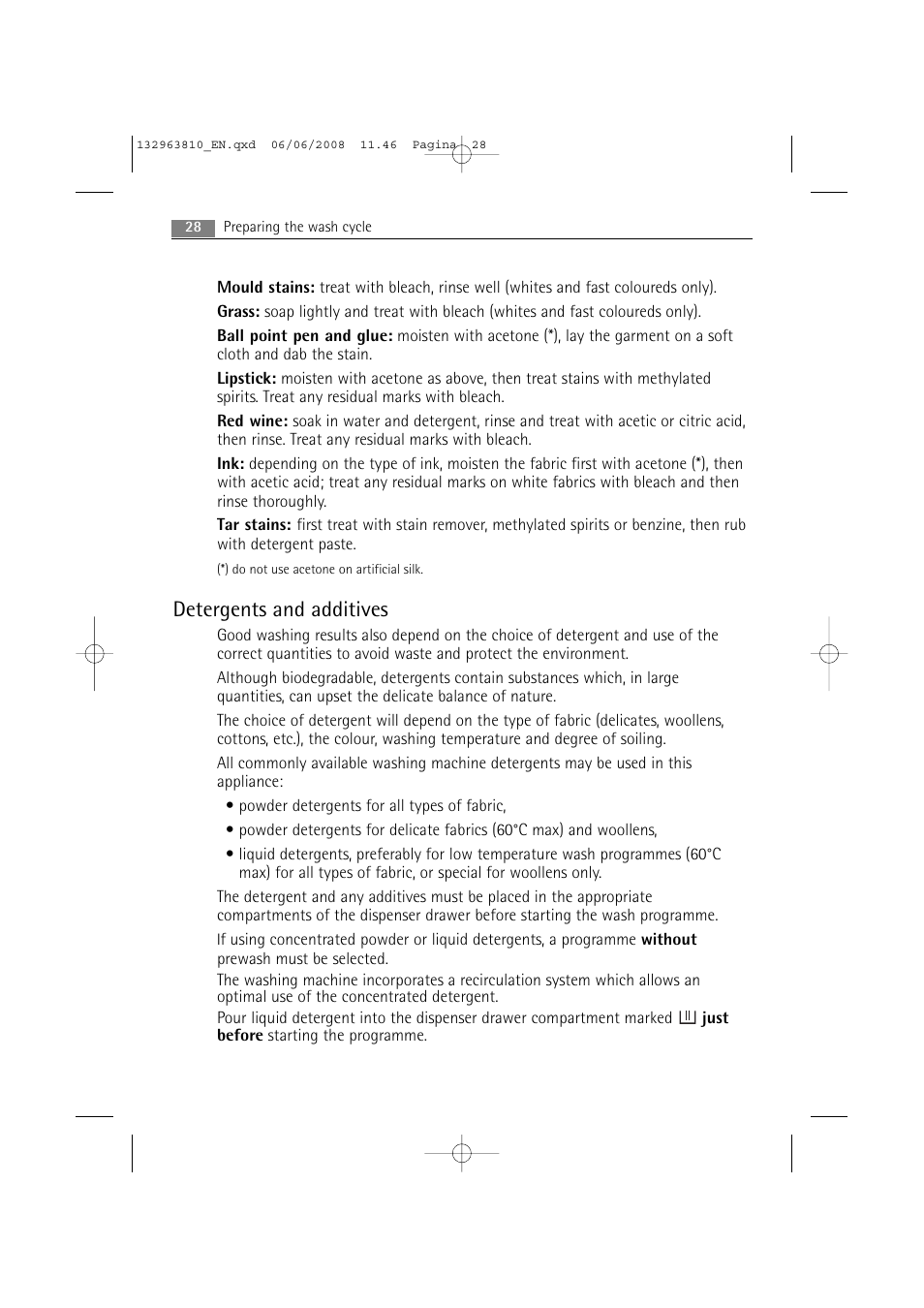 Detergents and additives | Electrolux LAVAMAT 74850 B User Manual | Page 28 / 48