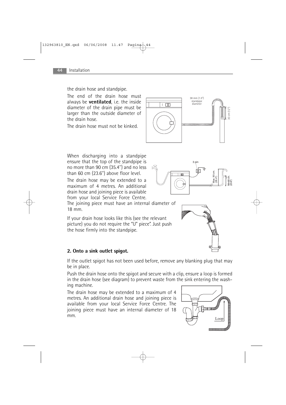 Installation | Electrolux LAVAMAT 74850 B User Manual | Page 44 / 48