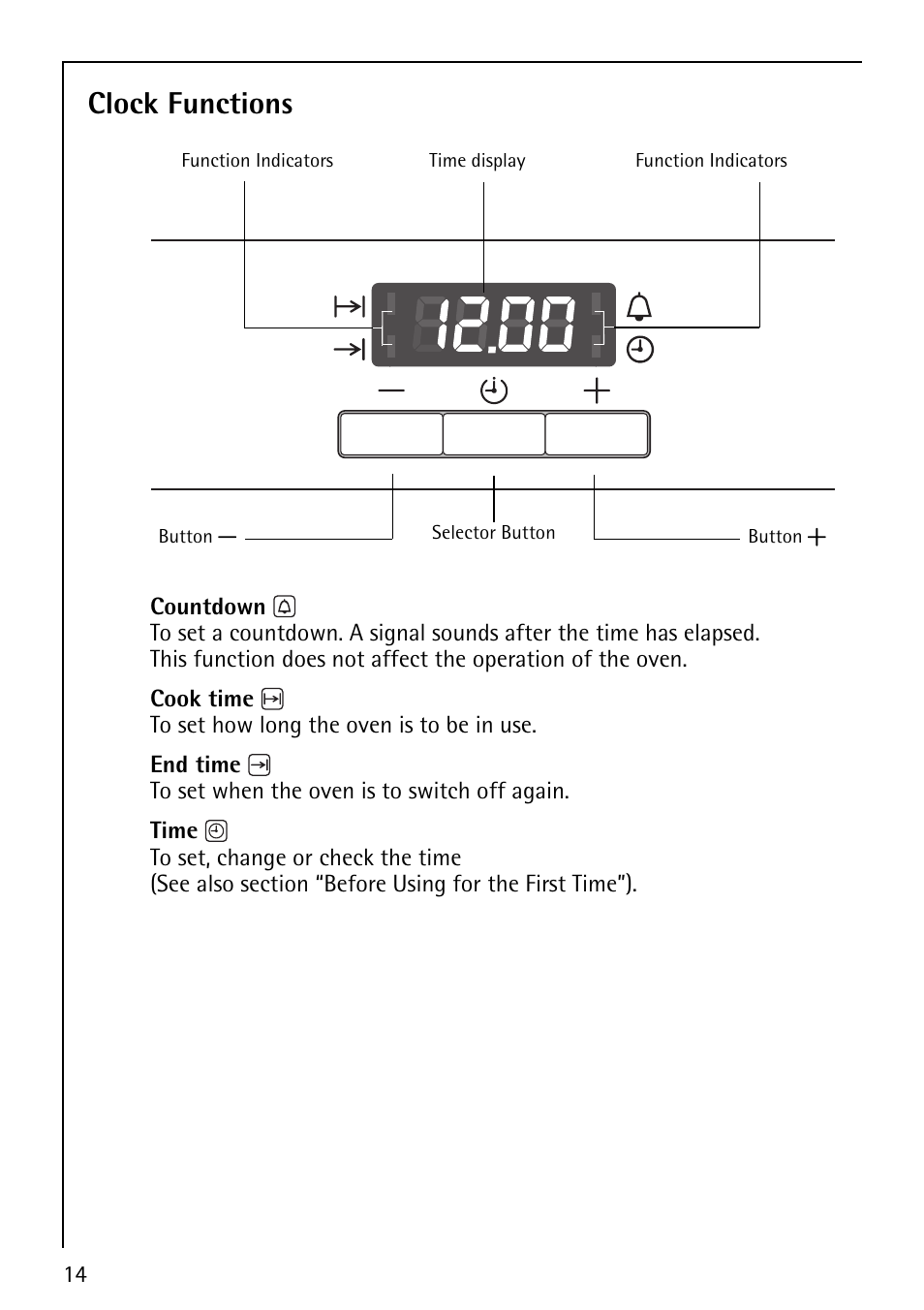 Clock functions | Electrolux B2100-4 User Manual | Page 14 / 48