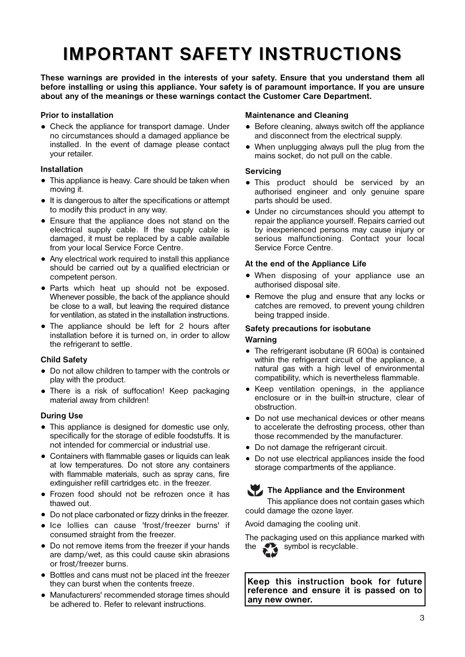Impor | Electrolux EU 1241 T User Manual | Page 3 / 16