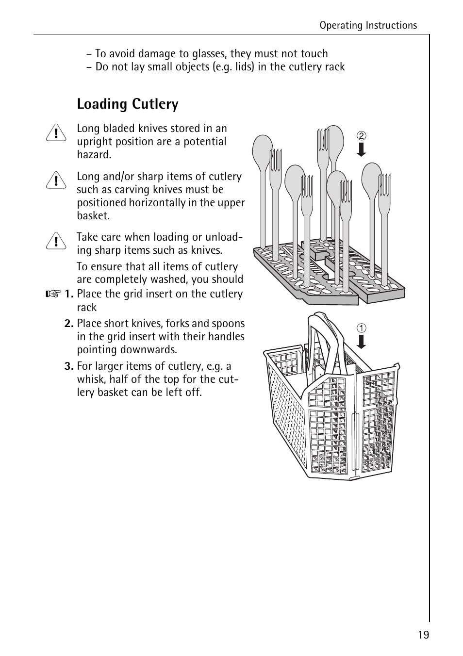 Loading cutlery | Electrolux 65050 VI User Manual | Page 19 / 48