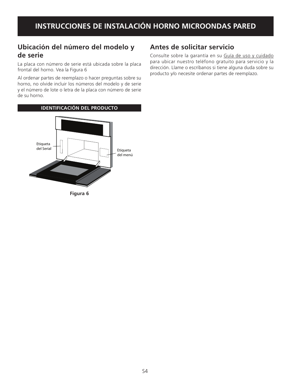 Antes de solicitar servicio, Ubicación del número del modelo y de serie | Electrolux TINSEB504MRR0 User Manual | Page 12 / 12