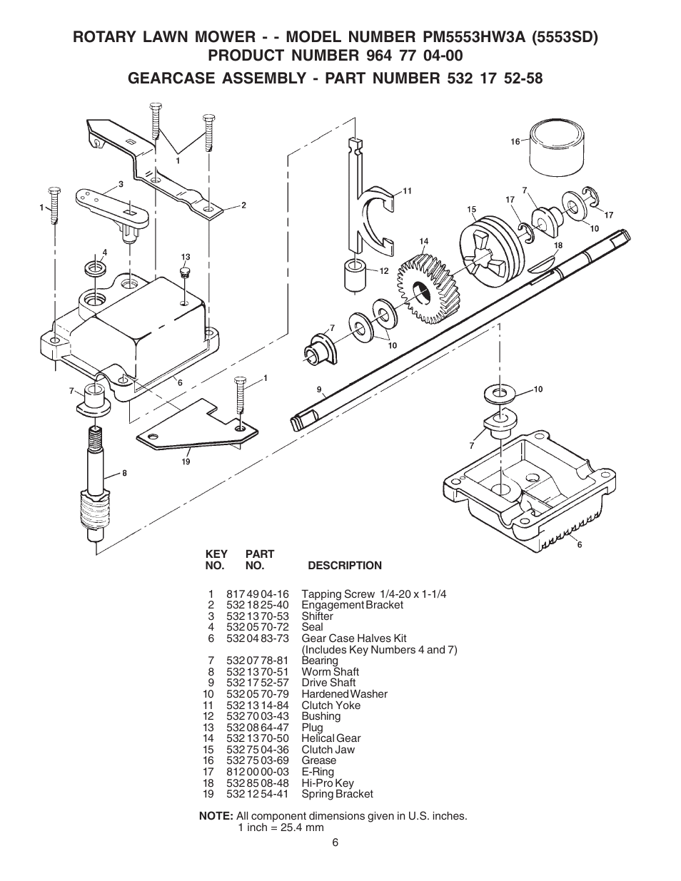 Gearcase | Electrolux 5553SD (PM5553HW3A) User Manual | Page 6 / 6