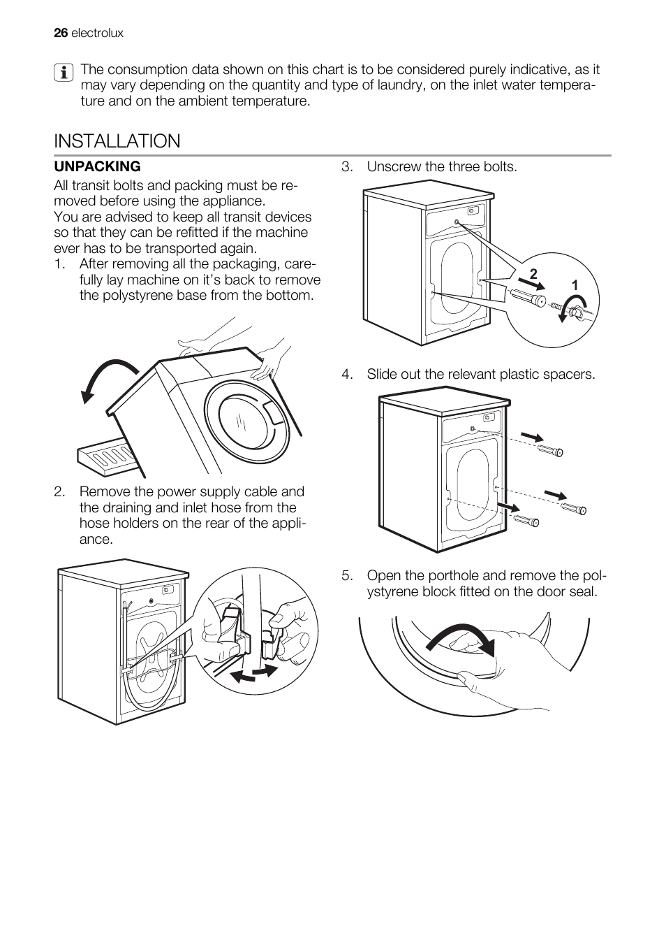 Installation | Electrolux EN EWW 168543 W User Manual | Page 26 / 32
