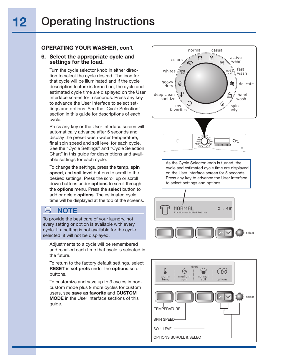 Operating instructions | Electrolux Wave-Touch 137023200 A User Manual | Page 12 / 44