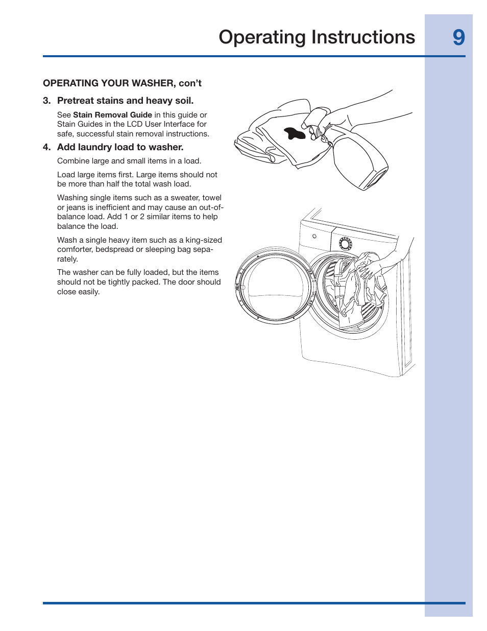 Operating instructions | Electrolux Wave-Touch 137023200 A User Manual | Page 9 / 44