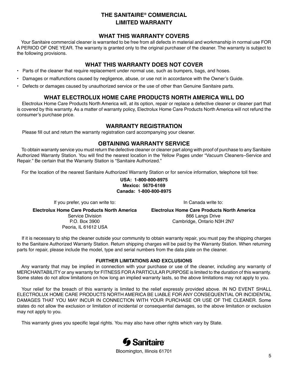 Electrolux SC412 User Manual | Page 5 / 5
