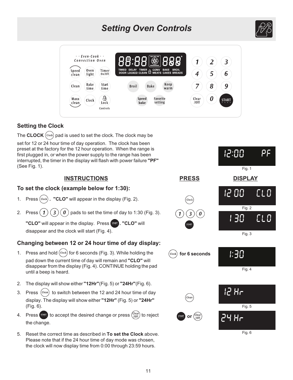 Setting oven controls | Electrolux ES510L User Manual | Page 11 / 32