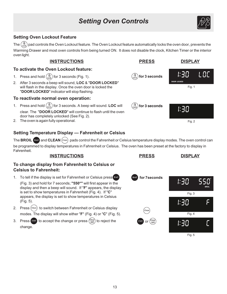Setting oven controls | Electrolux ES510L User Manual | Page 13 / 32