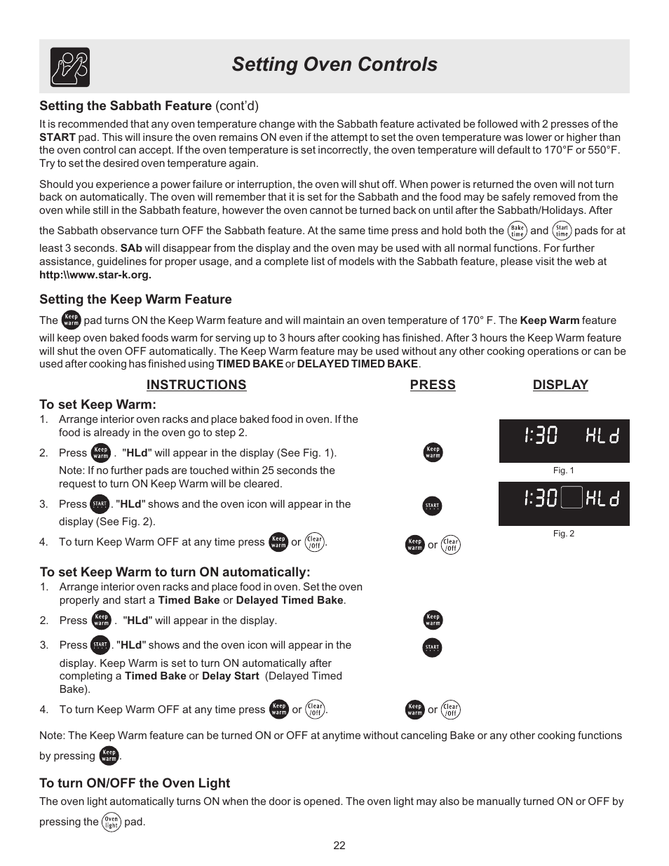 Setting oven controls | Electrolux ES510L User Manual | Page 22 / 32