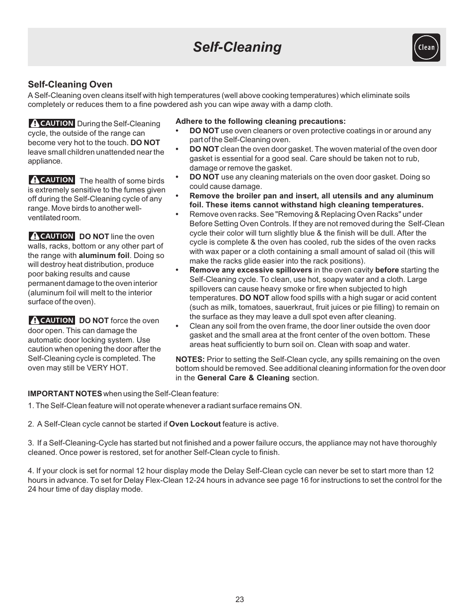 Self-cleaning | Electrolux ES510L User Manual | Page 23 / 32