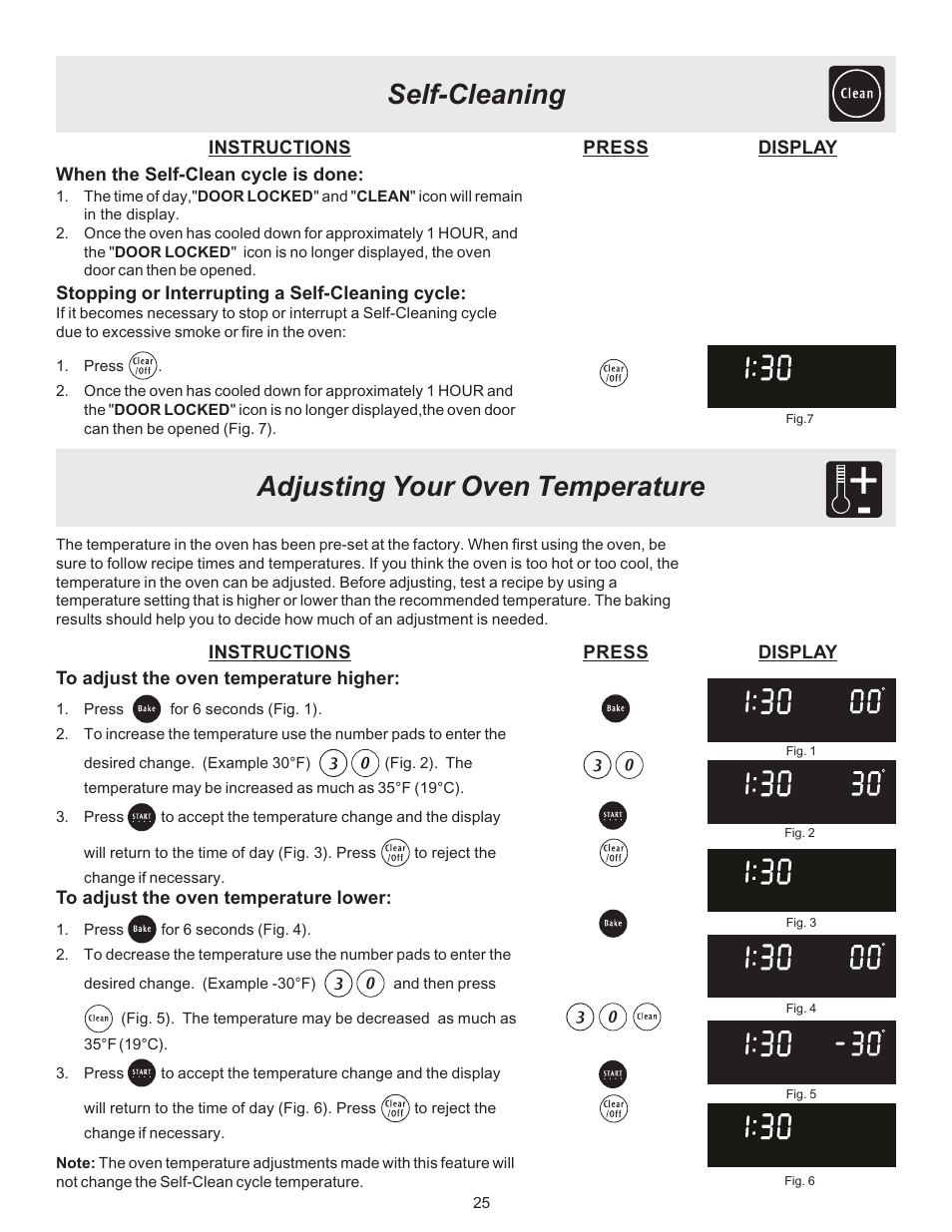 Self-cleaning, Adjusting your oven temperature | Electrolux ES510L User Manual | Page 25 / 32