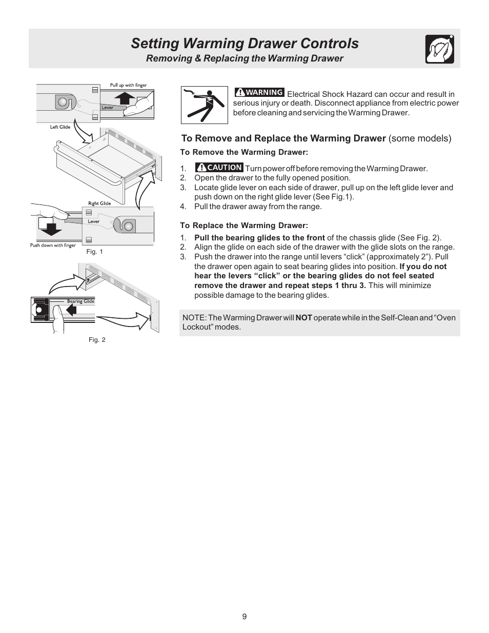 Setting warming drawer controls | Electrolux ES510L User Manual | Page 9 / 32